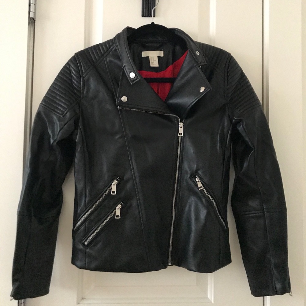 Faux leather moto jacket size 10